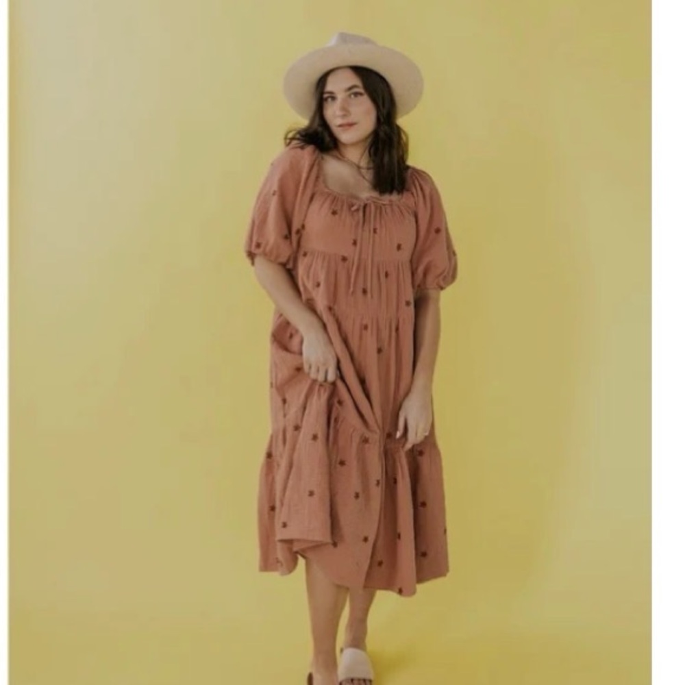 Elegant Peach Midi Dress